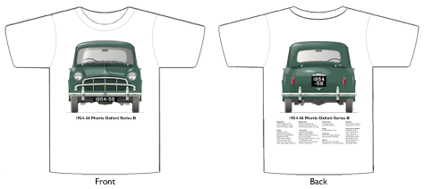Morris Oxford Series II 1954-56 T-shirt Front & Back